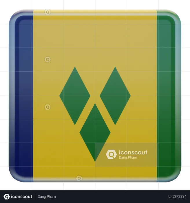 Saint Vincent and the Grenadines Square Flag Flag 3D Icon