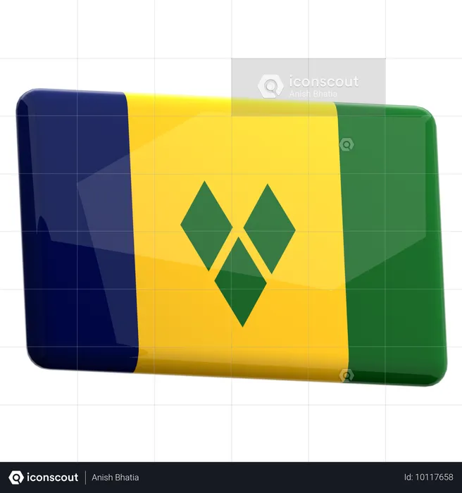 Saint-Vincent-et-les-Grenadines Flag 3D Icon