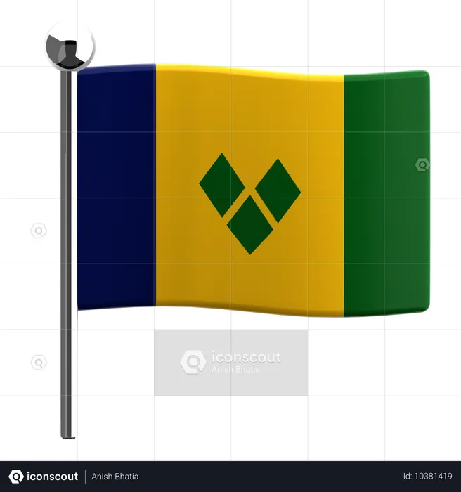 Saint-Vincent-et-les-Grenadines Flag 3D Icon