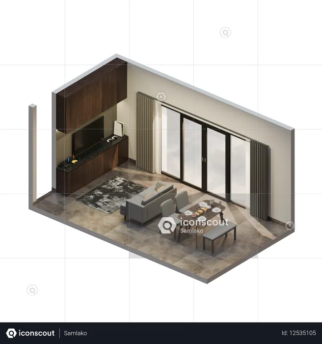 Sala de TV  3D Icon