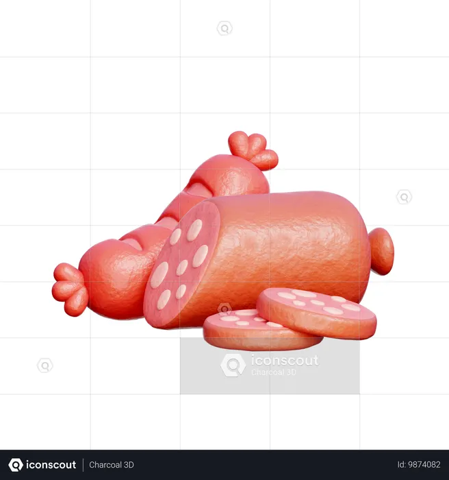 Salami And Sausage  3D Icon
