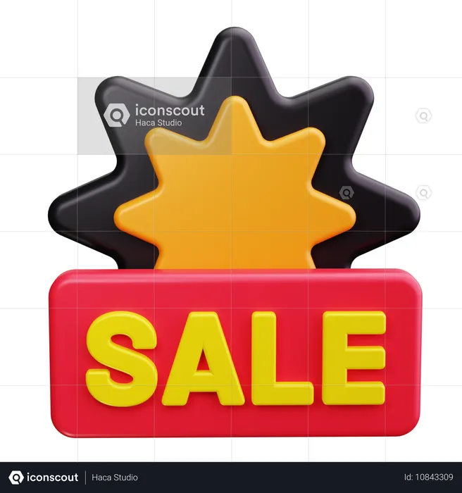 Sale Banner with Stars  3D Icon