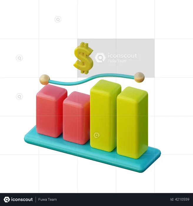 Sale Growth Graph  3D Illustration