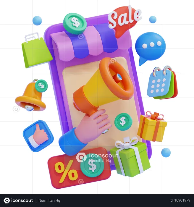 Sale Promotion Mobile Shopping  3D Illustration