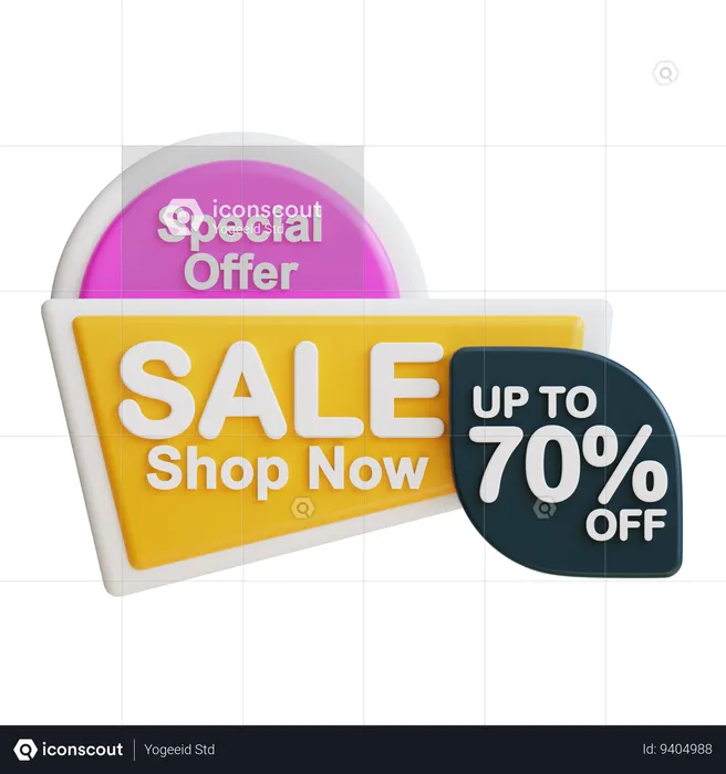 Sale Shop Now 70  3D Icon