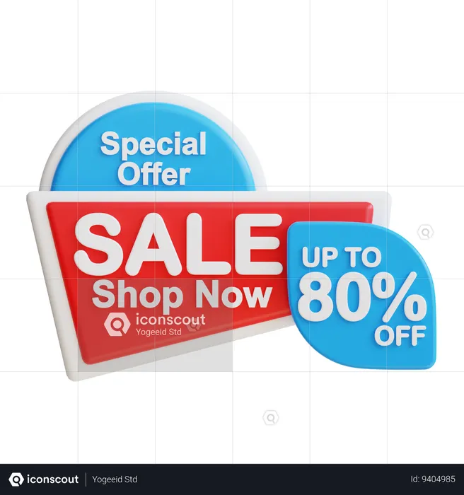 Sale Shop Now 80  3D Icon