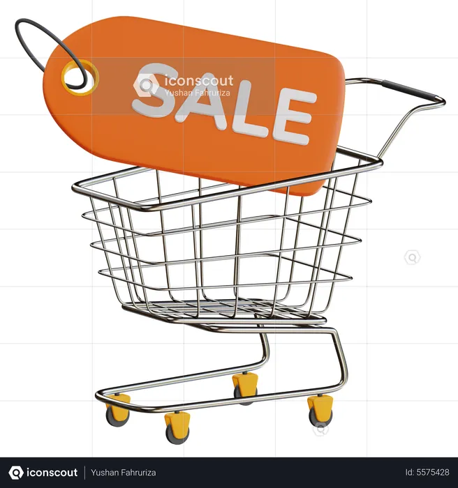 Sale Tag With Trolley  3D Icon