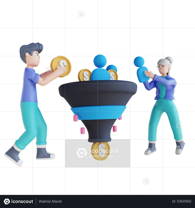 Sales funnel  3D Illustration