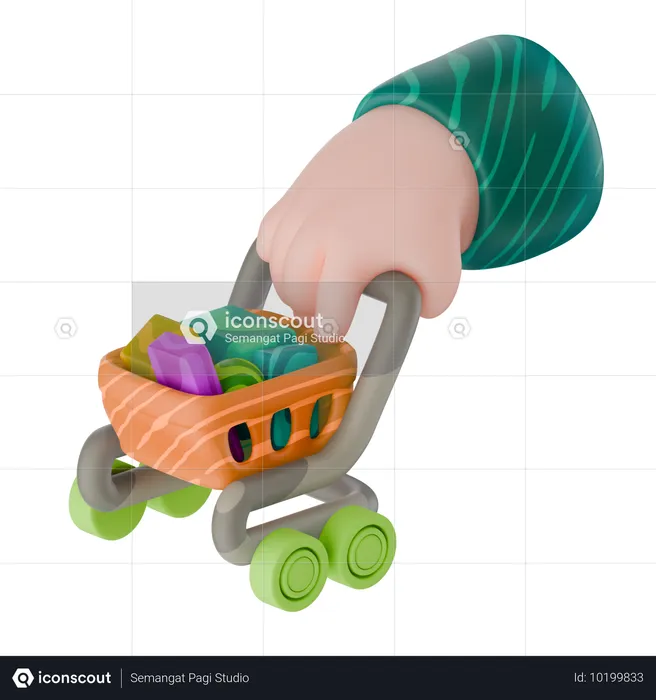 Sales Trolley Hand Gesture  3D Icon