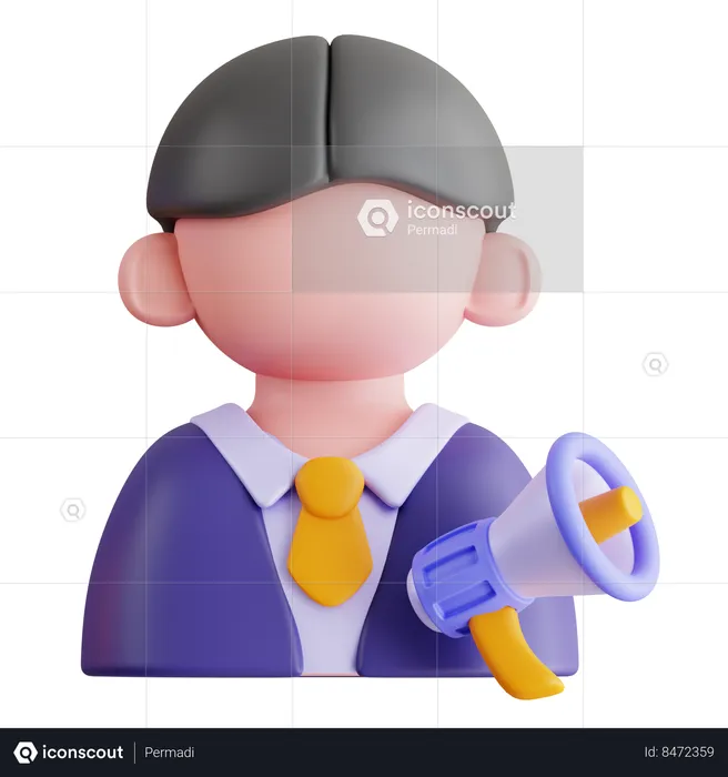 Salesperson doing announcement  3D Icon