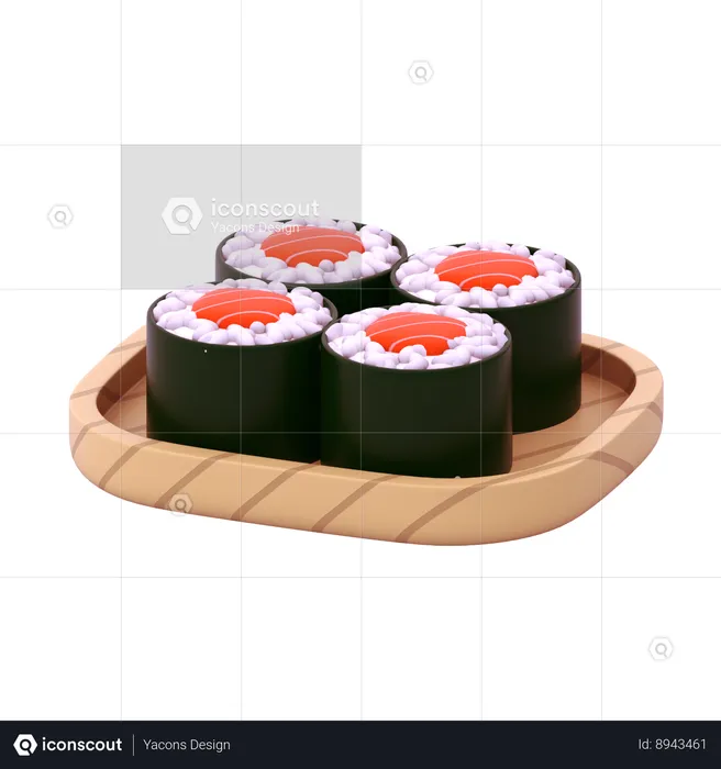 Salmon Hosomaki  3D Icon