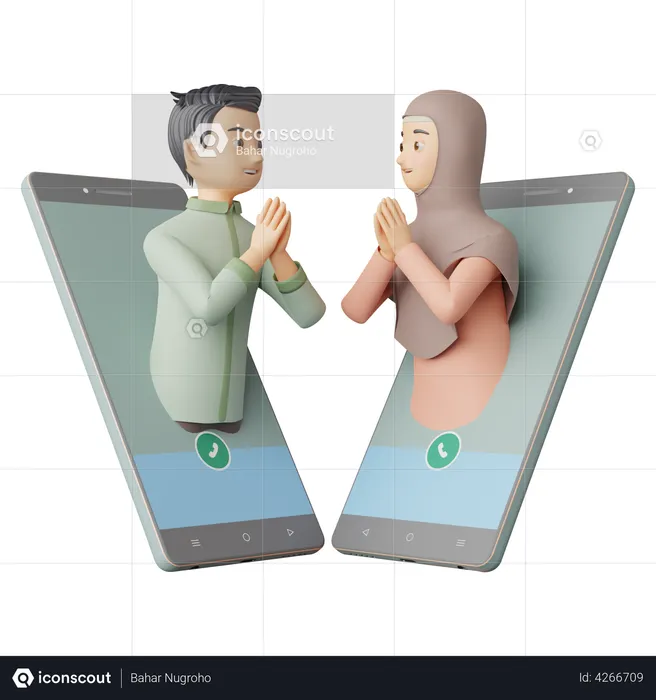 Saludo de eid en línea  3D Illustration
