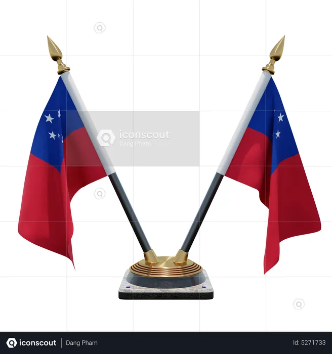 Samoa Double (V) Desk Flag Stand Flag 3D Icon