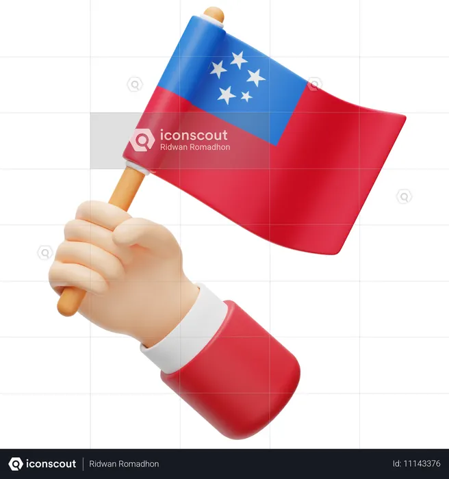 Samoa flag in hand Flag 3D Icon