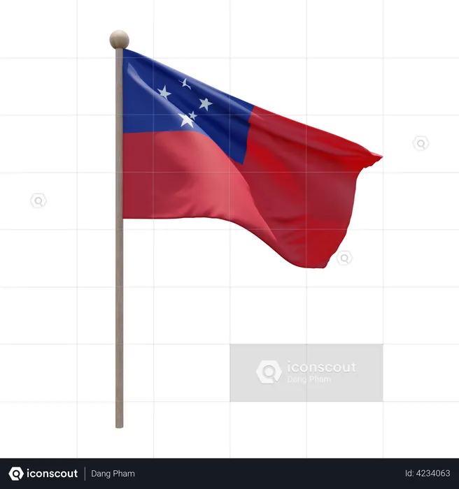 Samoa Flag Pole  3D Illustration