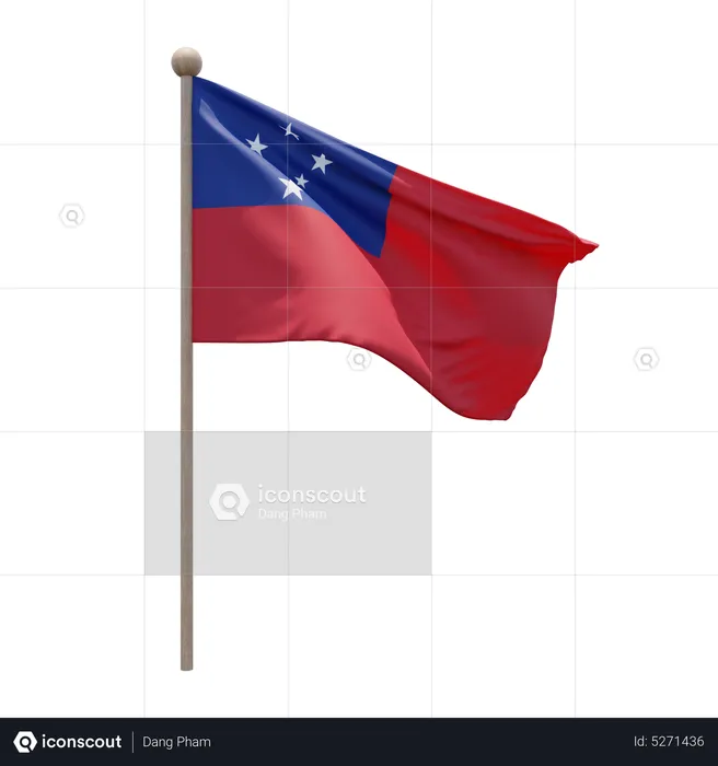 Samoa Flagpole Flag 3D Icon