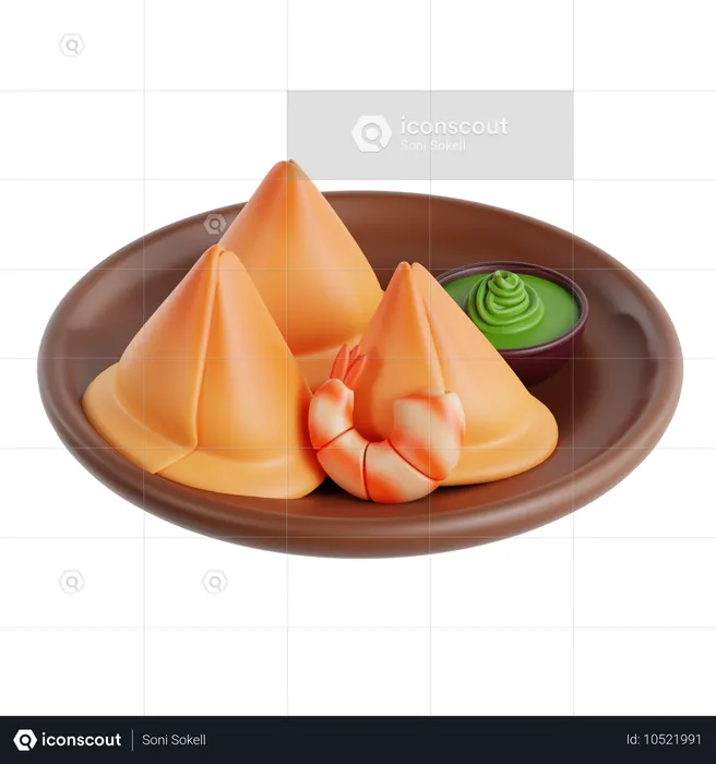 Samosa aux crevettes  3D Icon