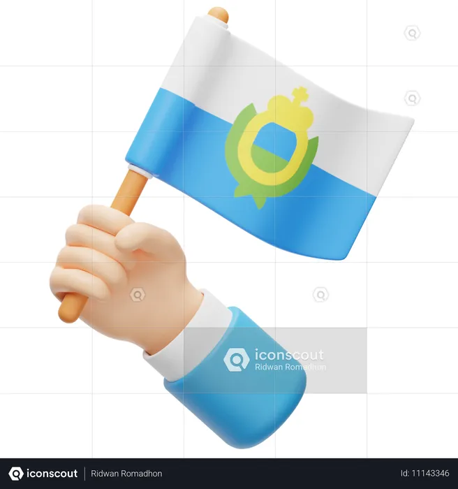 손에 산마리노 국기 Flag 3D Icon