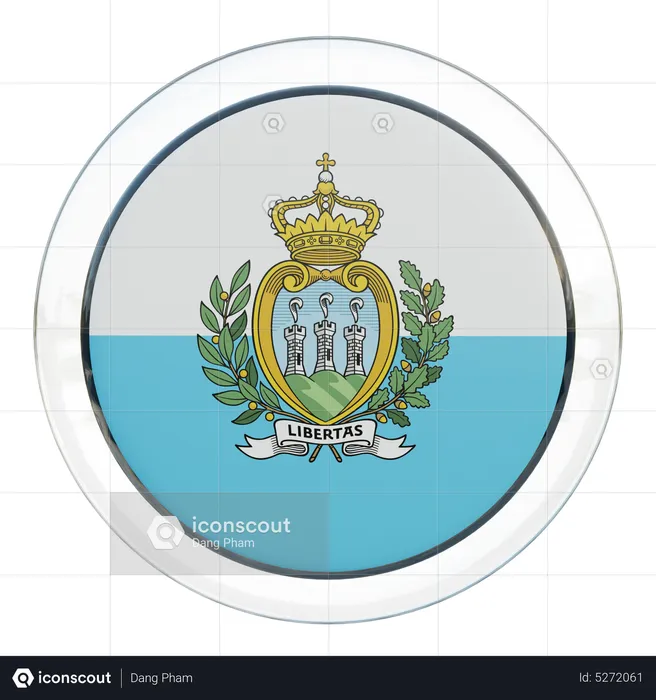 San Marino Round Flag Flag 3D Icon
