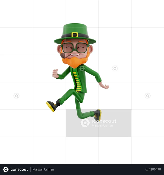 San Patricio corriendo  3D Illustration