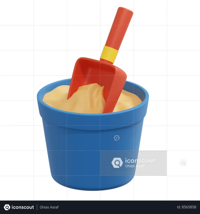 Sand Basket And Shovel  3D Icon