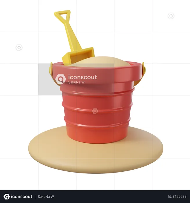 Sand Bucket With Scoop  3D Icon