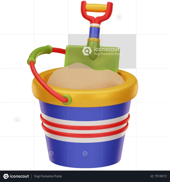 Sand Bucket with Scoop  3D Icon