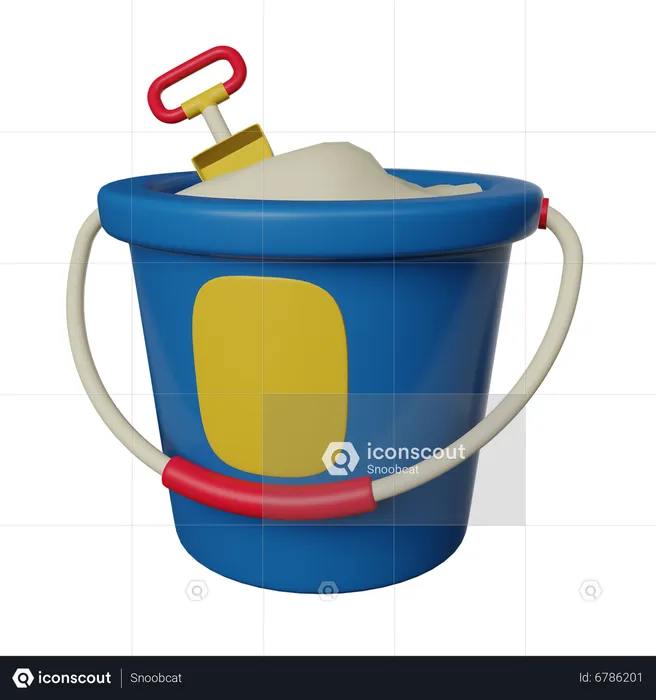 Sand Bucket With Shovel  3D Icon