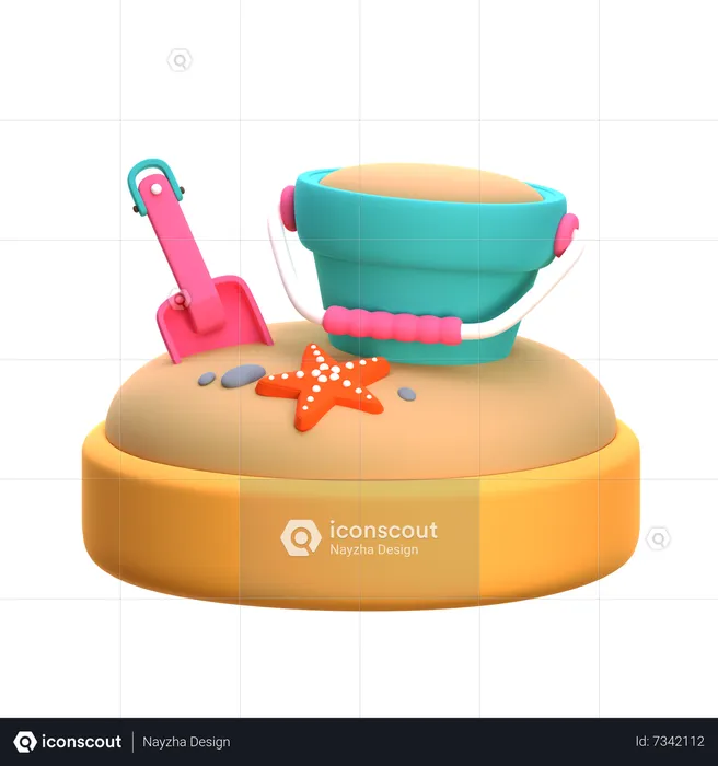 Sand Bucket with Shovel  3D Icon