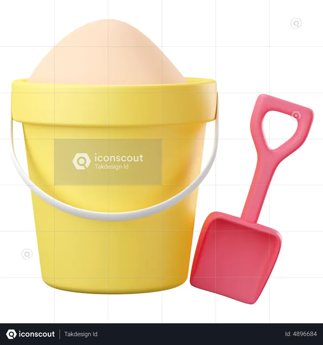 Sand bucket with spade  3D Icon