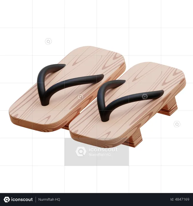 Sandalen aus Holz  3D Icon