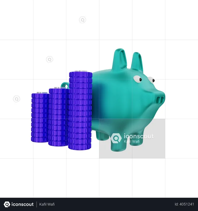 Sandbox stacked piggy bank  3D Illustration