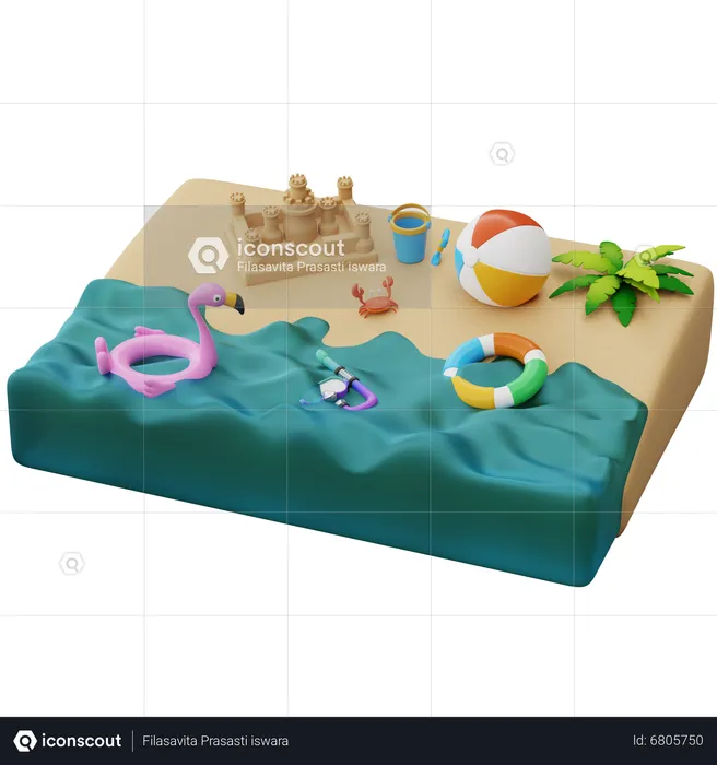 Sandcastle In The Sand  3D Illustration