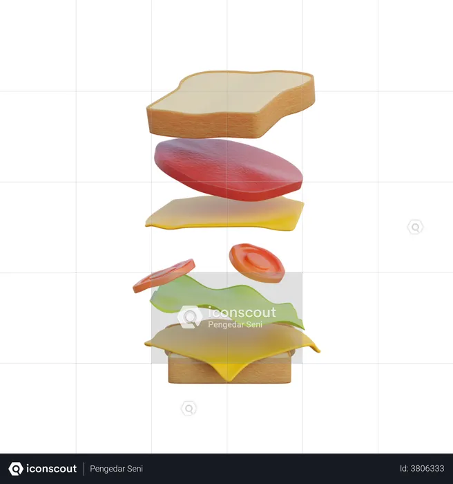 Sandwich  3D Illustration