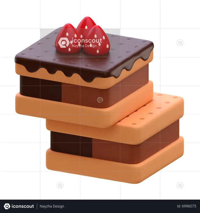 Helado de sándwich de chocolate  3D Icon