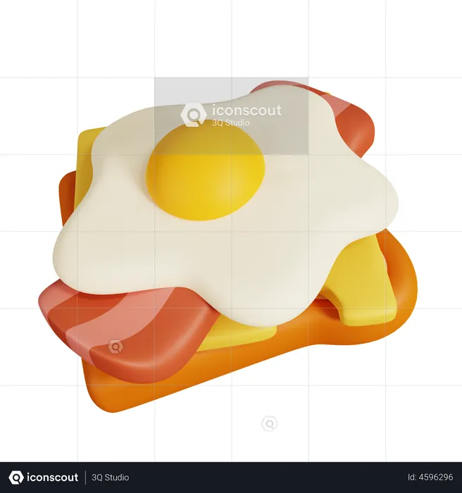 Sandwich With Fried Egg  3D Illustration