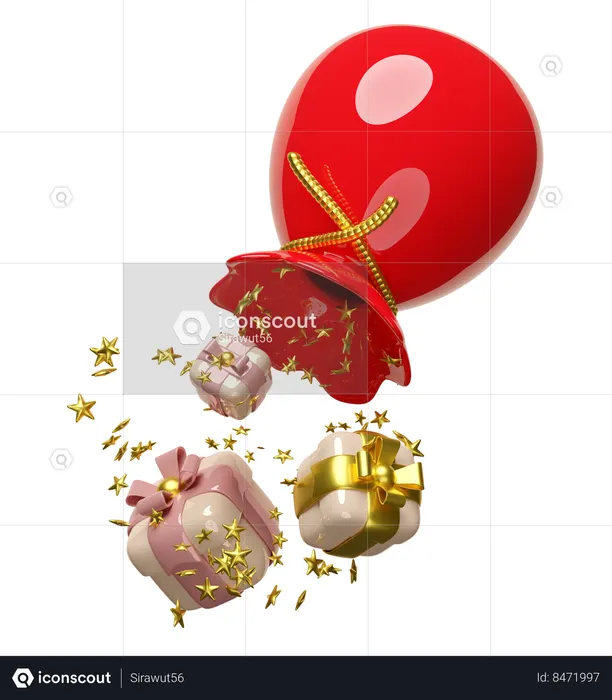 Santa bag have many gifts inside it  3D Icon