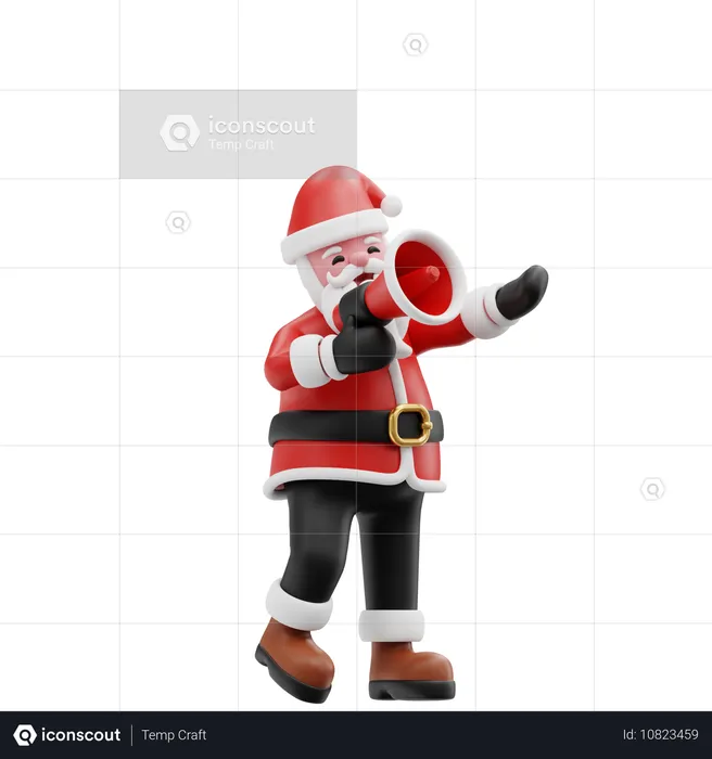 Santa bring megaphone  3D Illustration