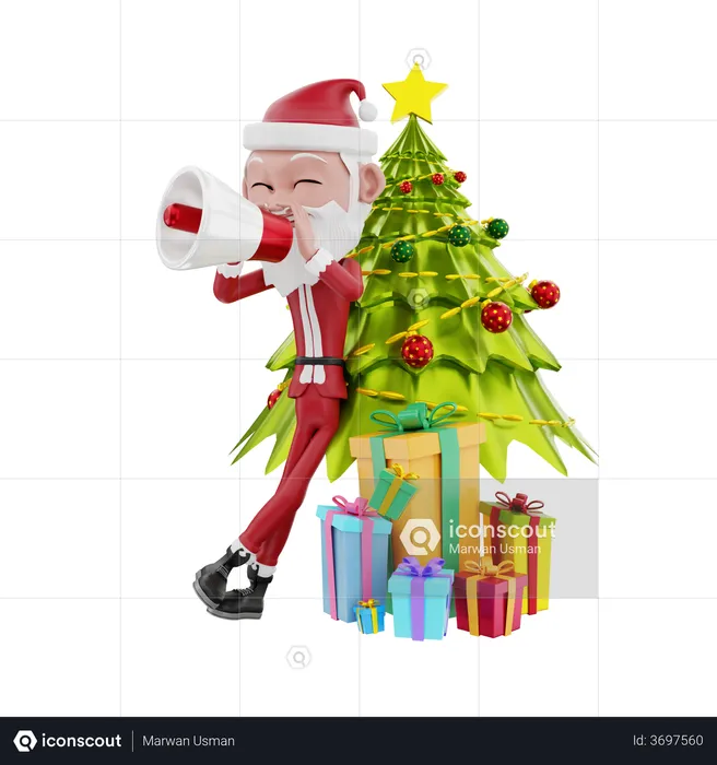 Santa claus announcement christmas party  3D Illustration