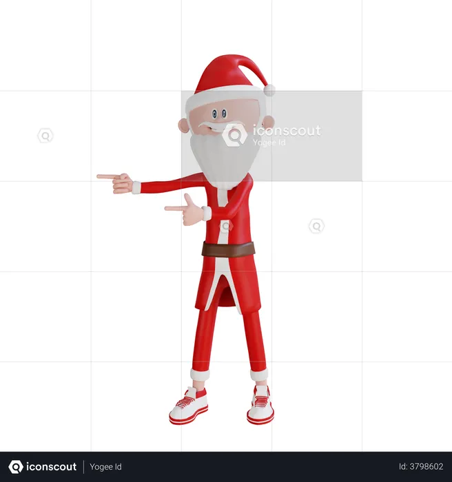 Papá Noel apuntando a la pose correcta  3D Illustration