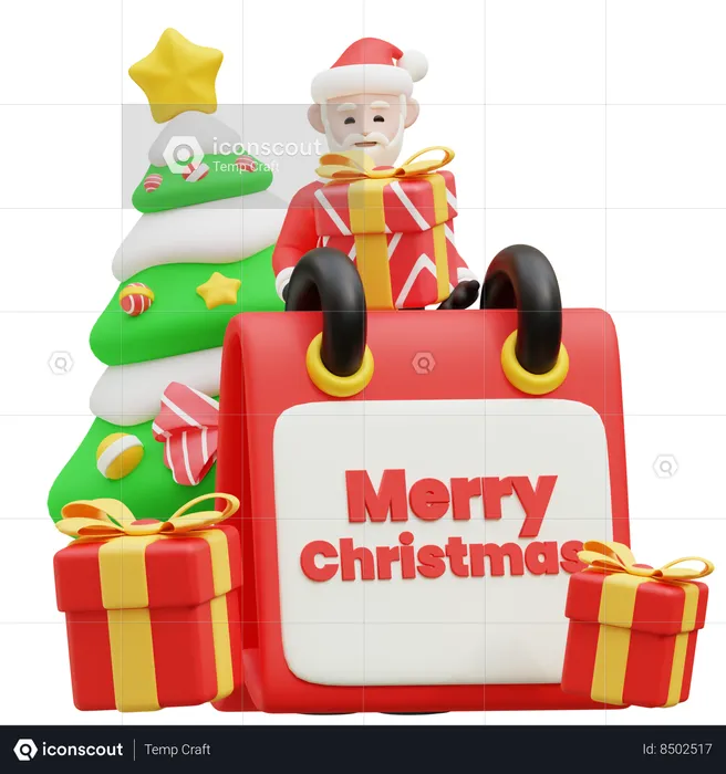 Santa Claus Celebrate Christmas  3D Illustration
