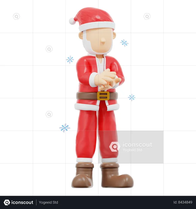 Santa Claus Clapping Pose  3D Illustration