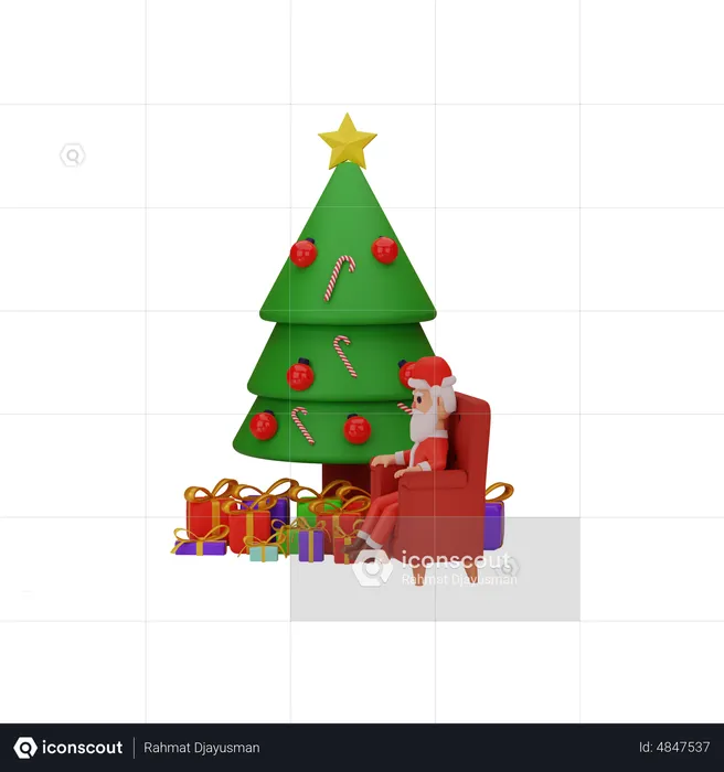 Santa Claus Doing Christmas Celebration  3D Illustration