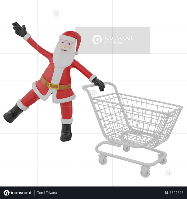 Santa claus doing shopping 3D Illustration