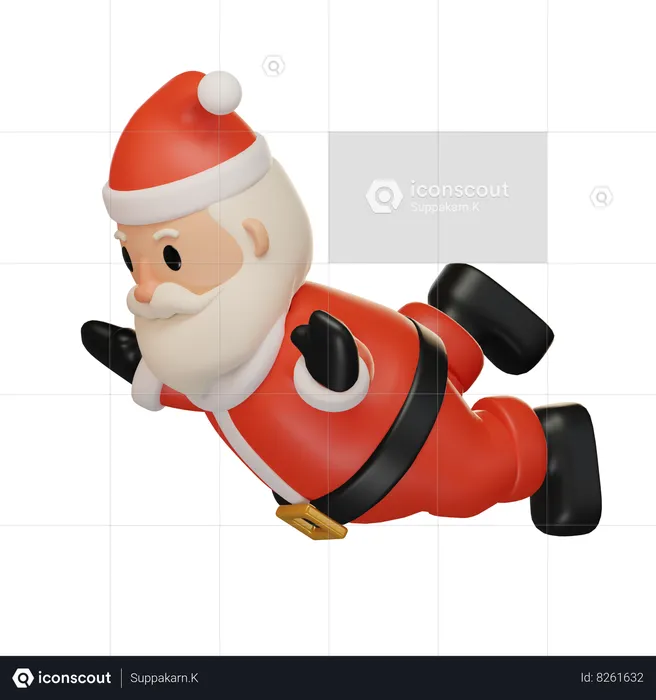 Santa Claus Falling Down  3D Illustration