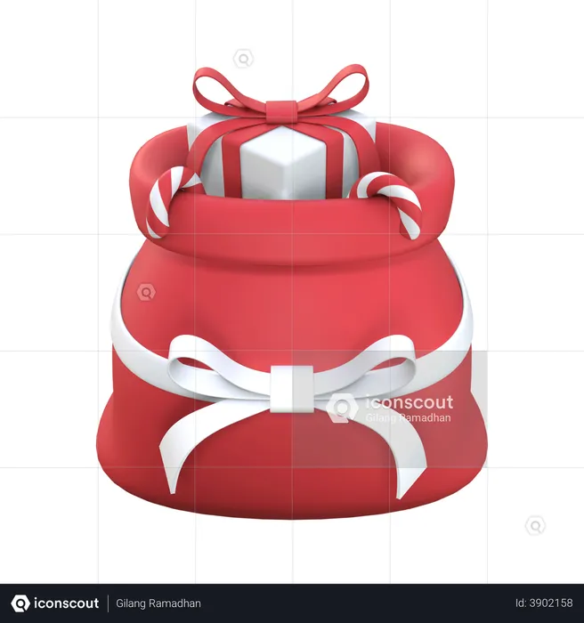 Santa Claus Gift Bag  3D Illustration