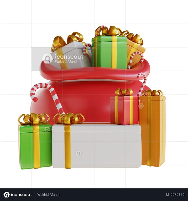 Santa Claus Gift Bag  3D Illustration