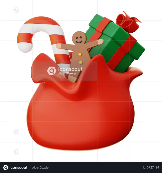 Santa Claus Gift Bag  3D Icon