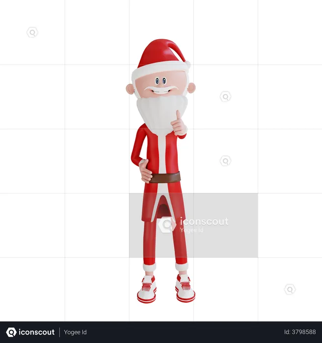 Santa Claus Giving Like Pose  3D Illustration