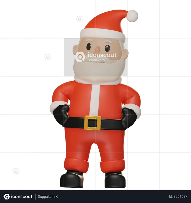 Santa Claus Giving Standing Pose  3D Illustration